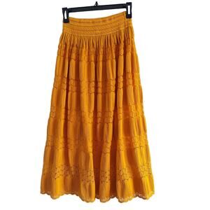 Bright Sunflower Yellow Art Deco 1950s Style Lace Layered Skirt